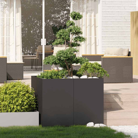 Vidaxl plantenbak 100x100x80 cm staal zwart