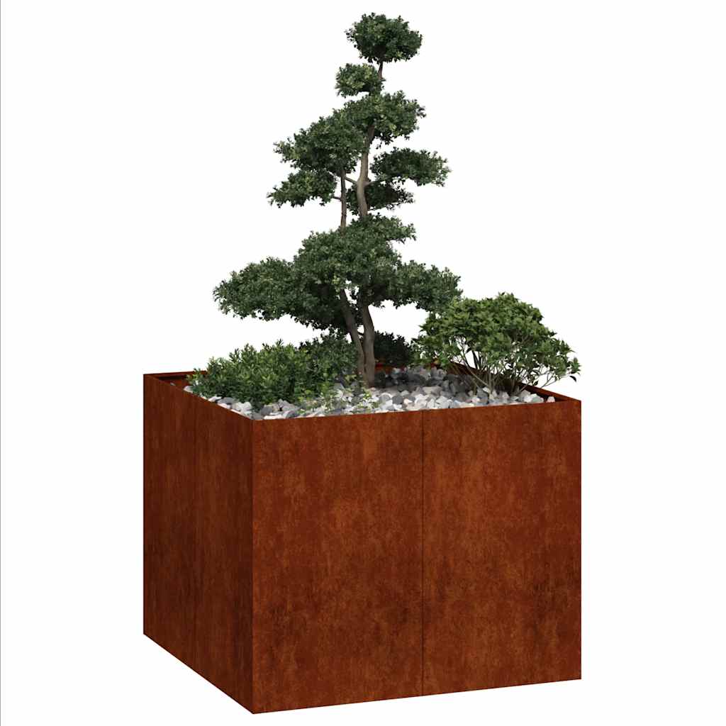 Vidaxl plantenbak roestig 100x100x80 cm weervast staal