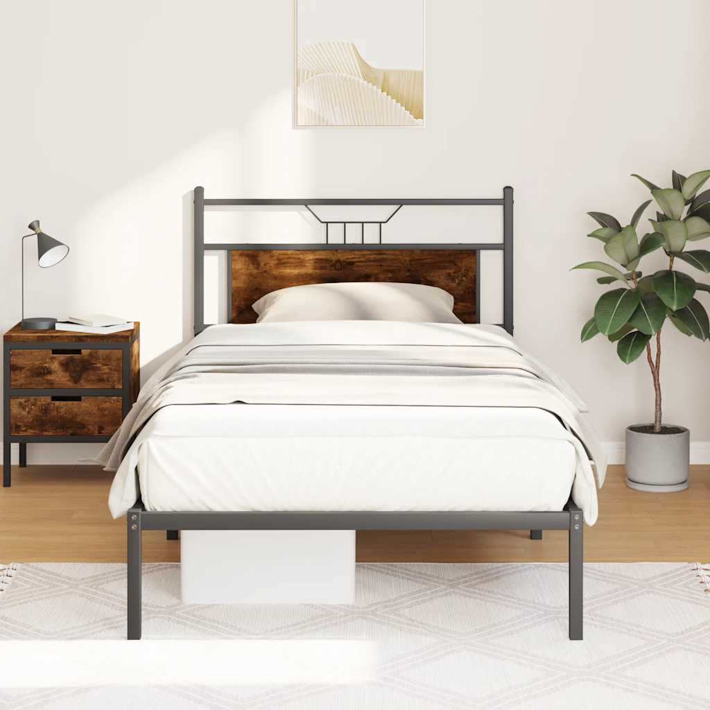 Vidaxl bedframe zonder matras hout gerookt eikenkleurig 100x190 cm