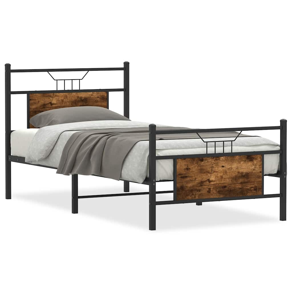Vidaxl bedframe zonder matras hout gerookt eikenkleurig 90x190 cm