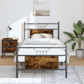 Vidaxl bedframe zonder matras hout gerookt eikenkleurig 90x190 cm