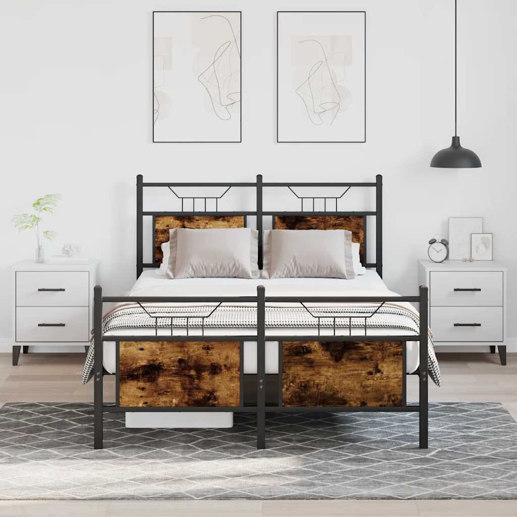 Vidaxl bedframe zonder matras hout gerookt eikenkleurig 120x200 cm
