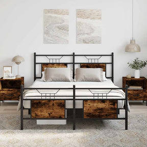 Vidaxl bedframe zonder matras hout gerookt eikenkleurig 150x200 cm