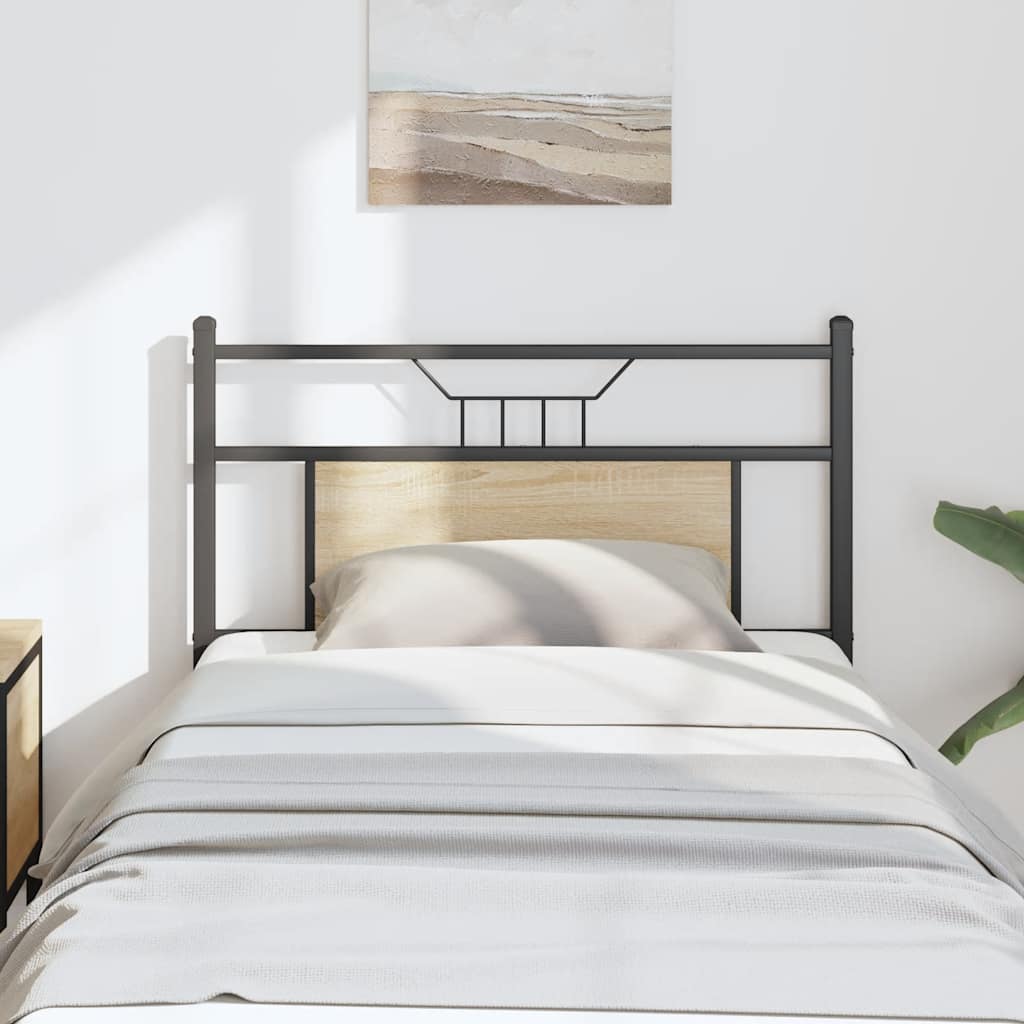 Vidaxl vervangend hoofdbord sonoma 80 cm spaanplaat en staal eikenkleurig
