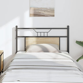 Vidaxl vervangend hoofdbord sonoma 80 cm spaanplaat en staal eikenkleurig