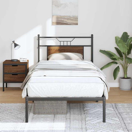 Vidaxl bedframe zonder matras bewerkt hout bruin eikenkleur 75x190 cm