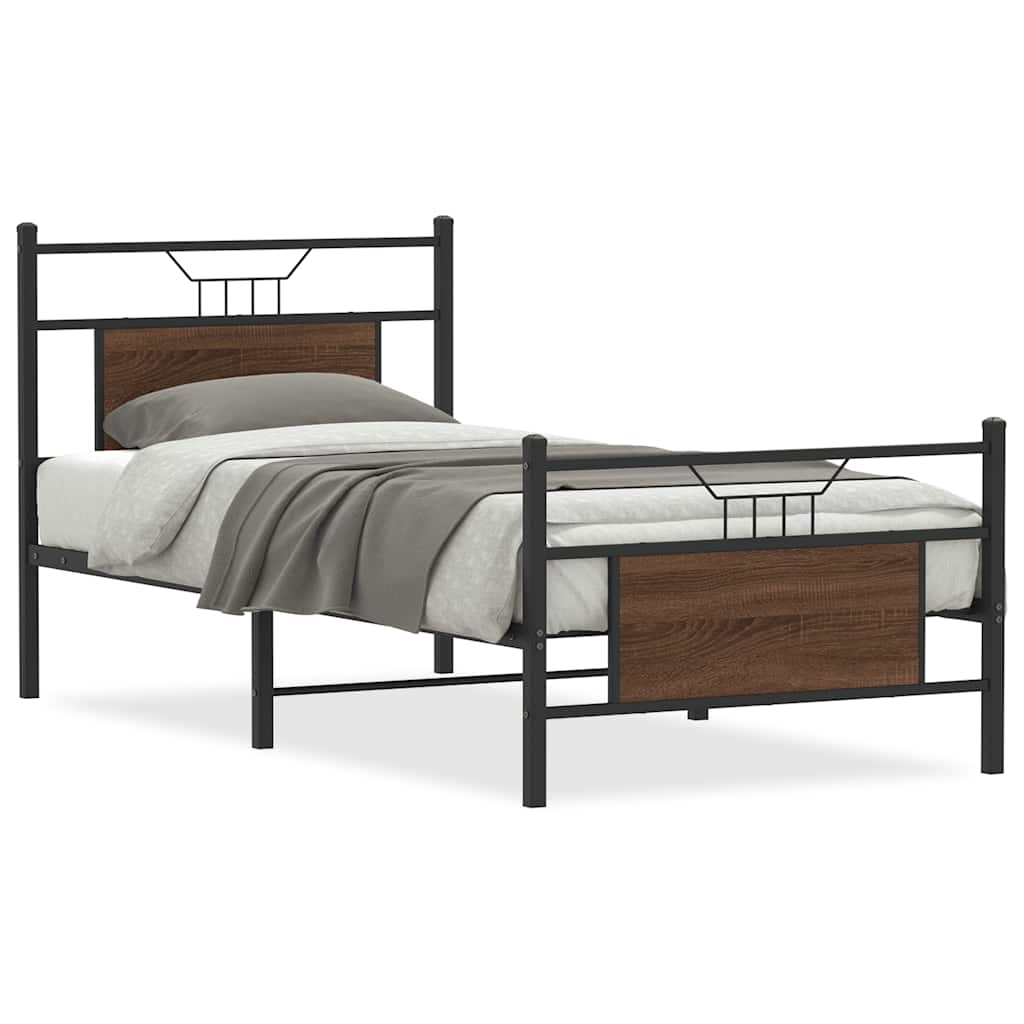 Vidaxl bedframe zonder matras bewerkt hout bruin eikenkleur 80x200 cm