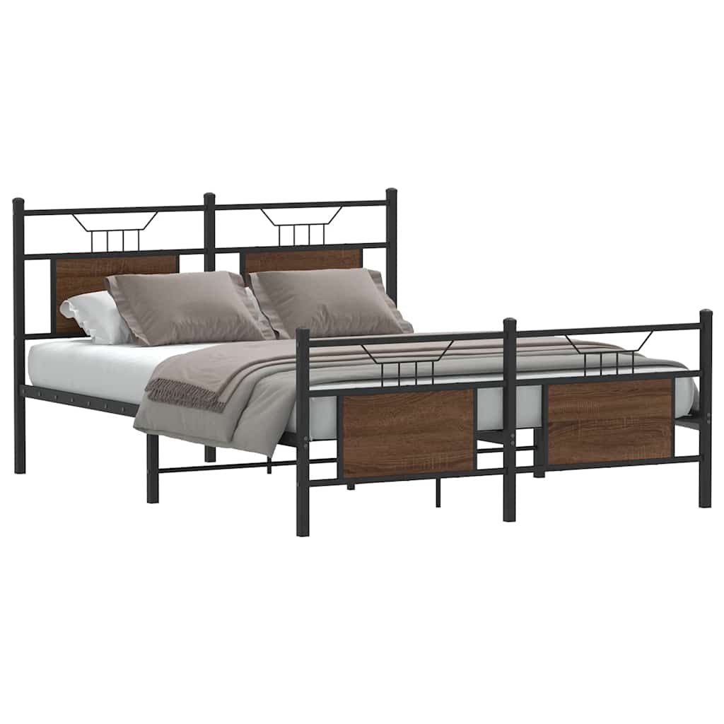 Vidaxl bedframe zonder matras bewerkt hout bruin eikenkleur 150x200 cm