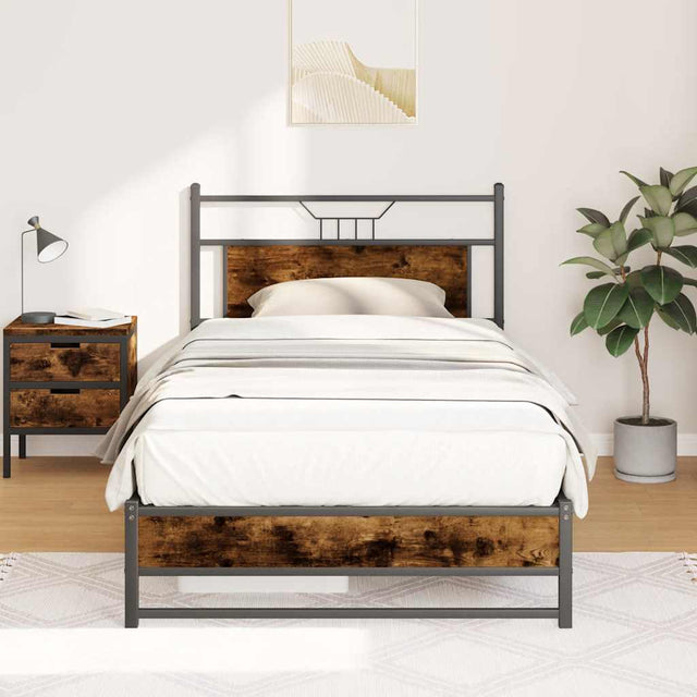 Vidaxl bedframe zonder matras hout gerookt eikenkleurig 100x200 cm