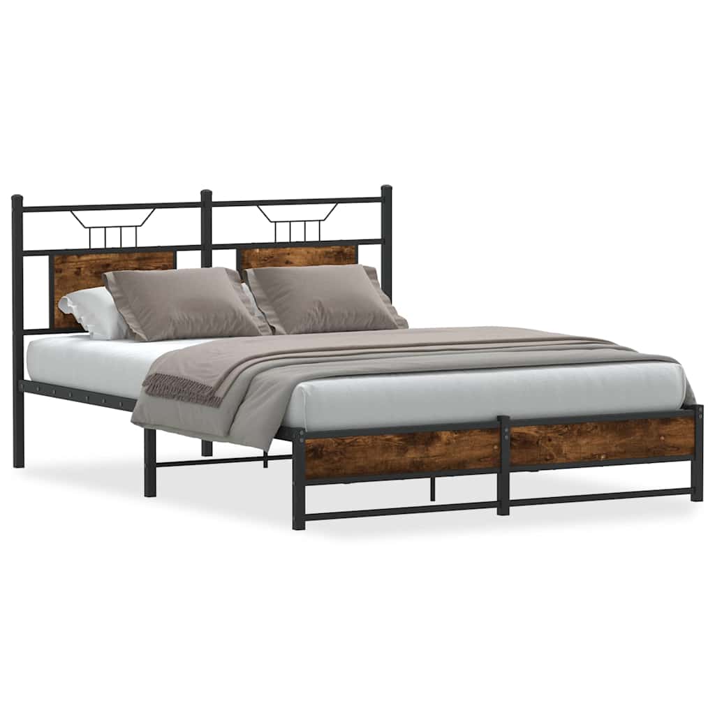 Vidaxl bedframe zonder matras hout gerookt eikenkleurig 140x190 cm