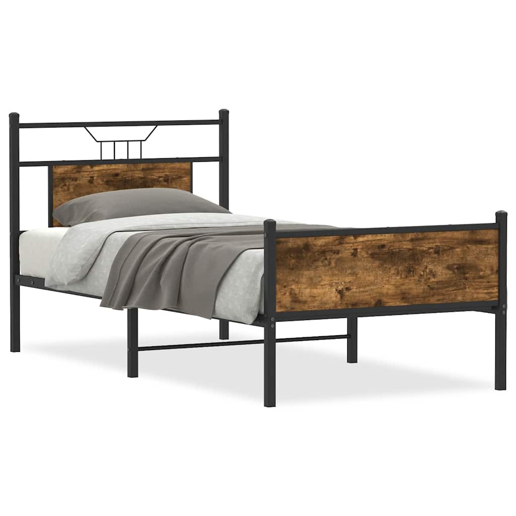Vidaxl bedframe zonder matras hout gerookt eikenkleurig 75x190 cm