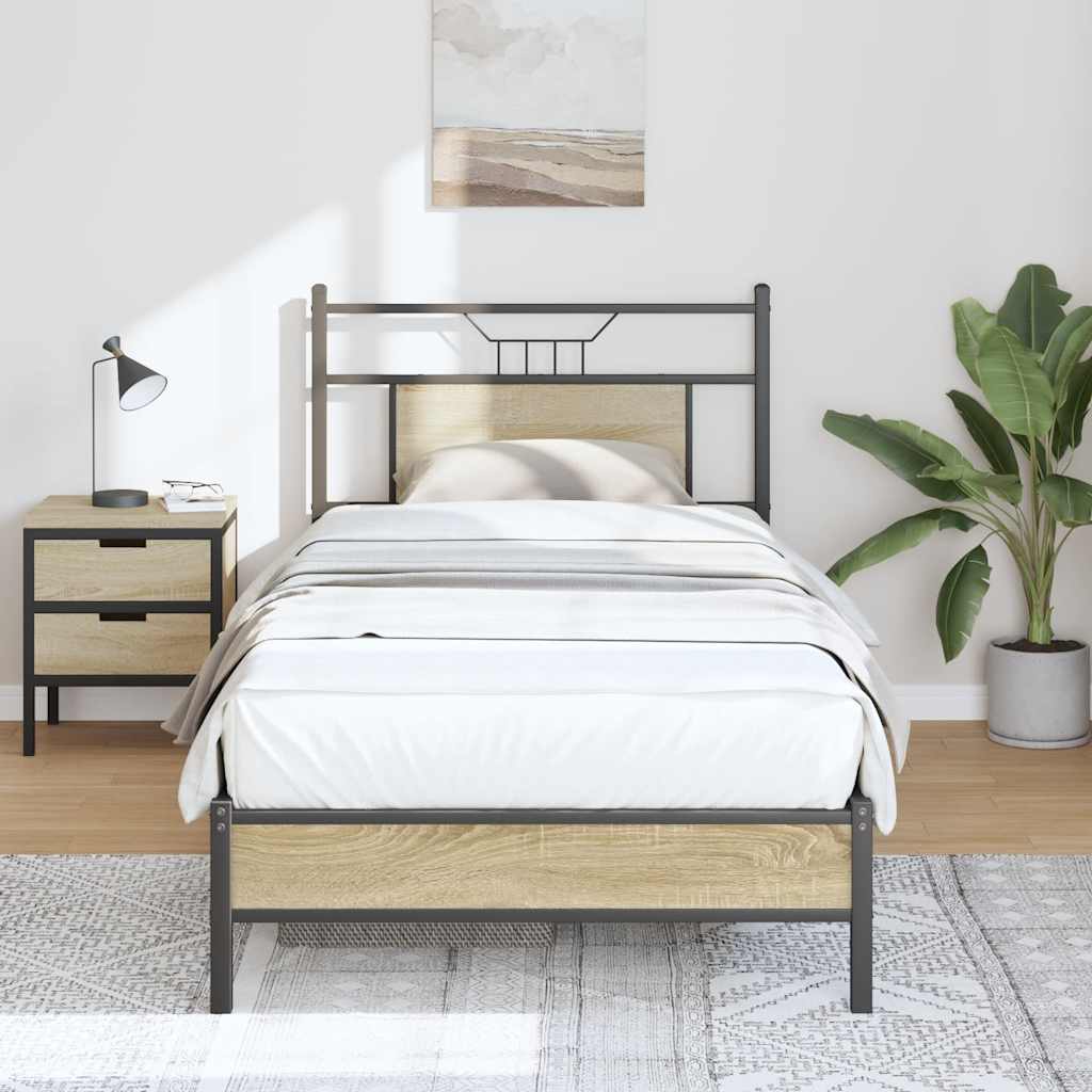 Vidaxl bedframe zonder matras hout sonoma eikenkleurig 75x190 cm