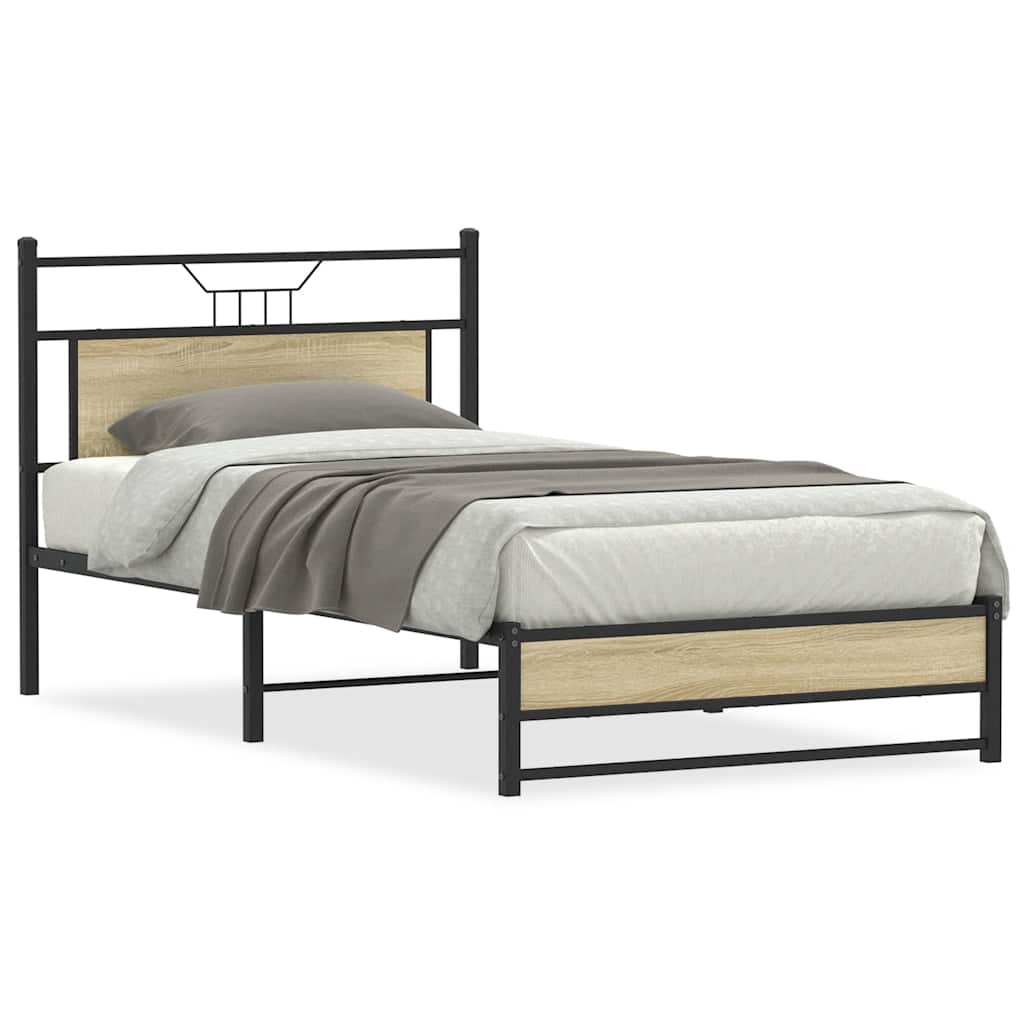 Vidaxl bedframe zonder matras 107x203cm spaanplaat sonoma eikenkleurig