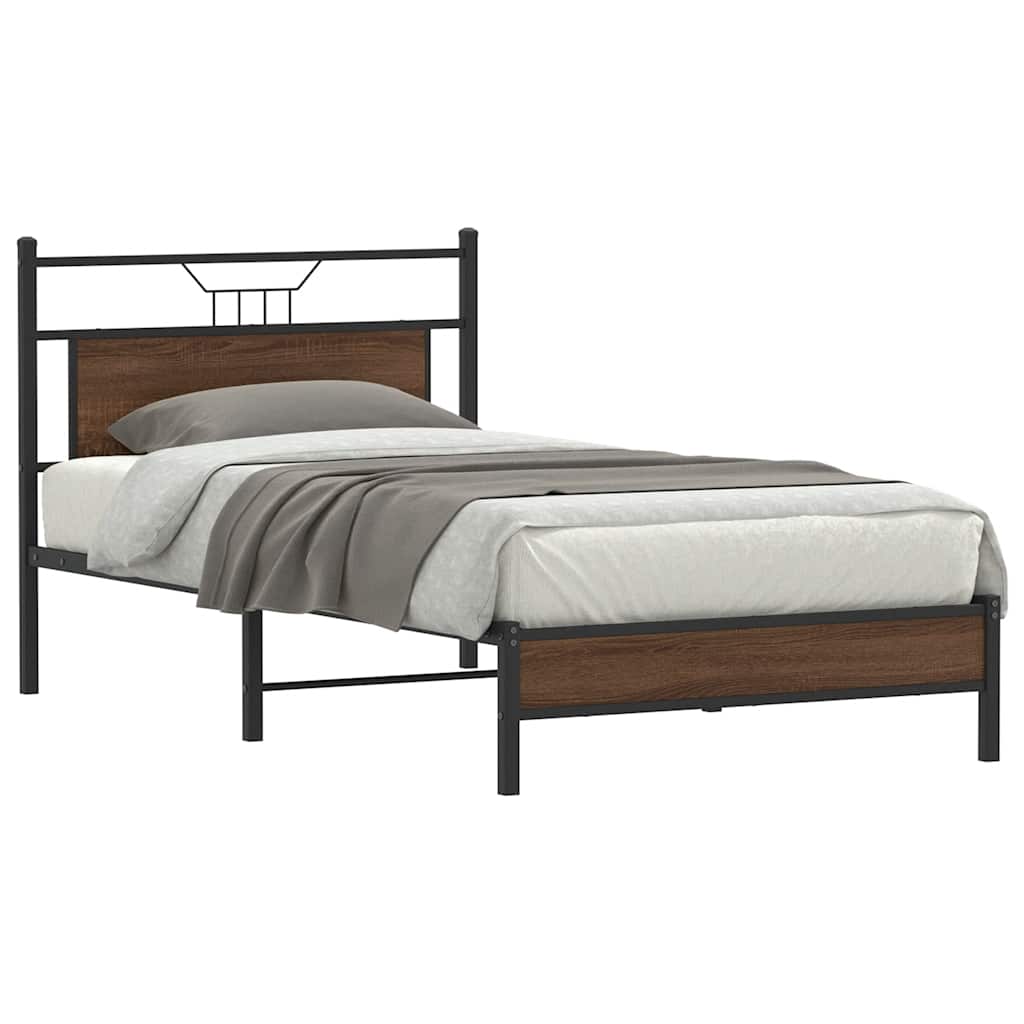 Vidaxl bedframe zonder matras bewerkt hout bruin eikenkleur 100x190 cm