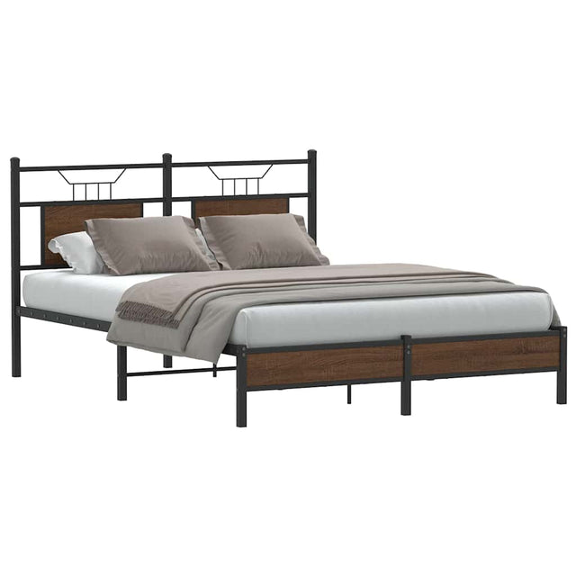 Vidaxl bedframe zonder matras bewerkt hout bruin eikenkleur 137x190 cm