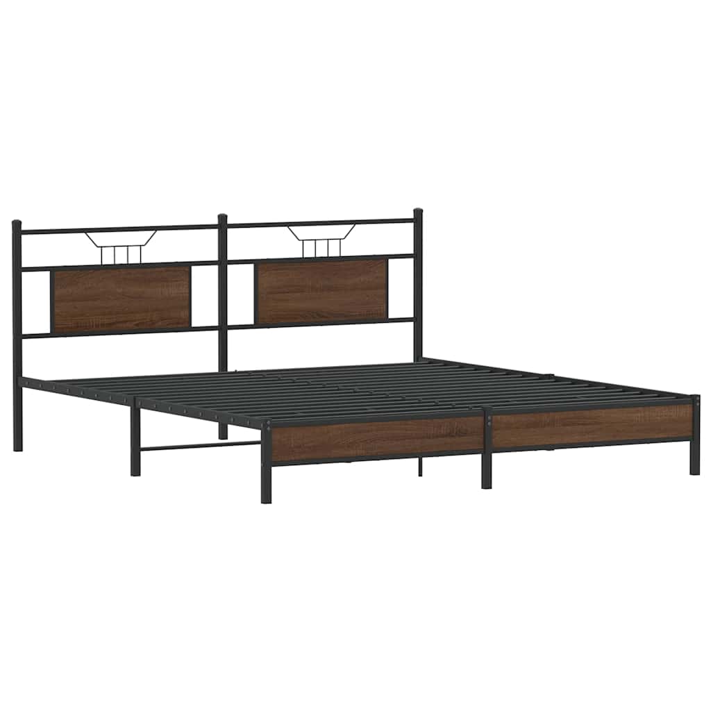 Vidaxl bedframe zonder matras 183x213 cm spaanplaat bruin eikenkleurig