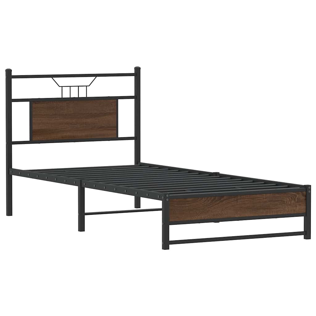 Vidaxl bedframe zonder matras bewerkt hout bruin eikenkleur 75x190 cm