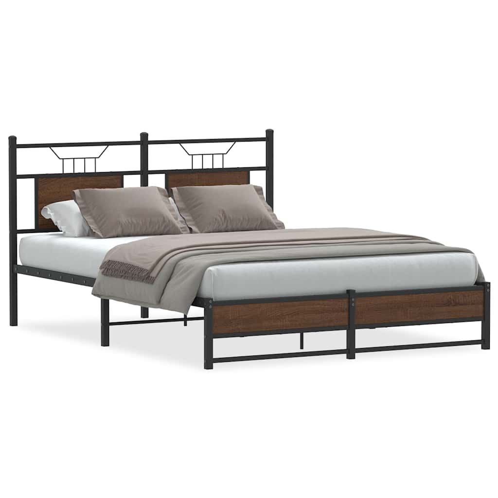Vidaxl bedframe zonder matras bewerkt hout bruin eikenkleur 140x190 cm
