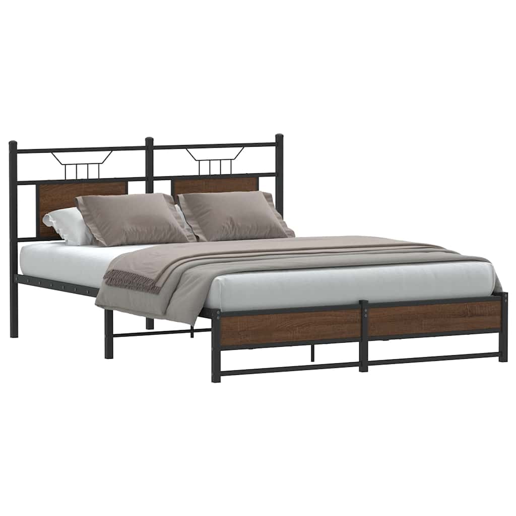 Vidaxl bedframe zonder matras bewerkt hout bruin eikenkleur 140x190 cm