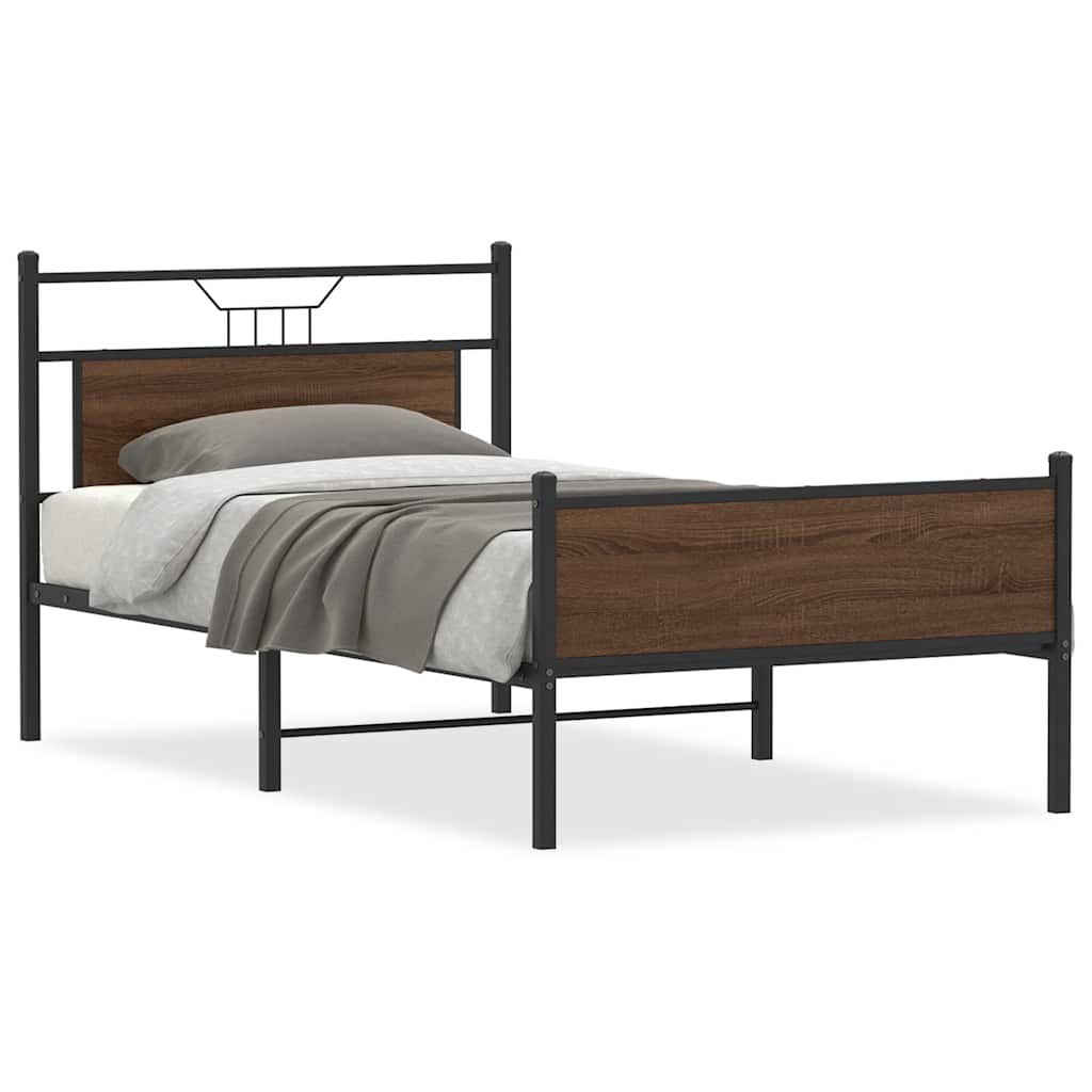 Vidaxl bedframe zonder matras bewerkt hout bruin eikenkleur 100x200 cm