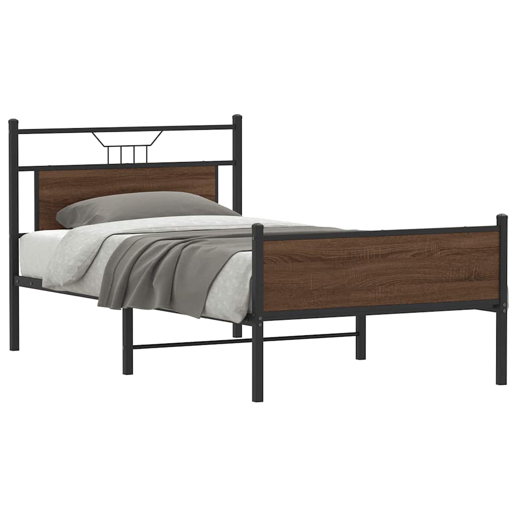 Vidaxl bedframe zonder matras bewerkt hout bruin eikenkleur 100x200 cm