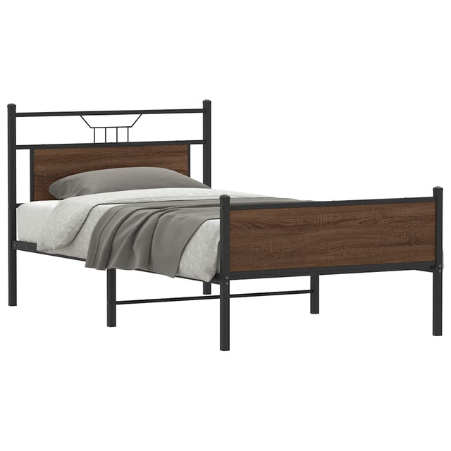 Vidaxl bedframe zonder matras bewerkt hout bruin eikenkleur 100x200 cm