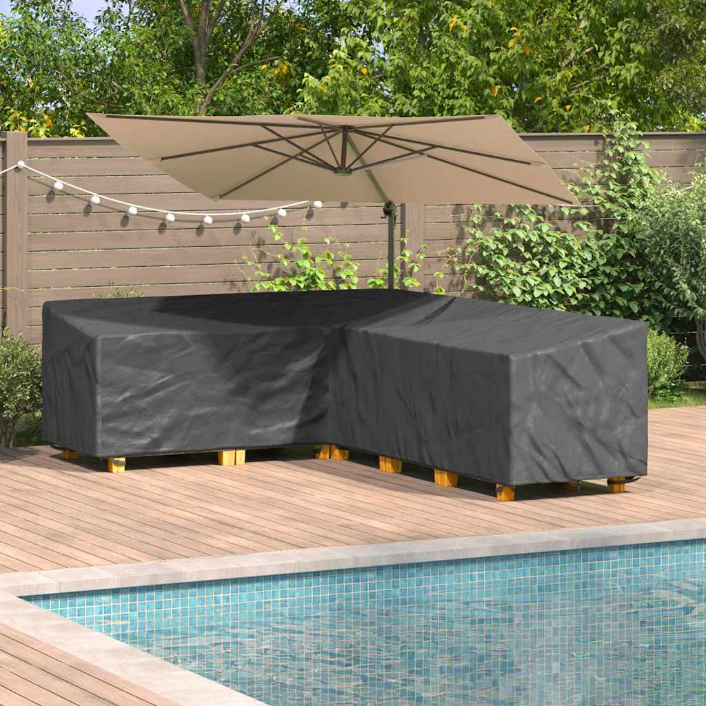 Vidaxl meubelhoes 286 x 222 x 80 cm l-vorm waterdicht zwart