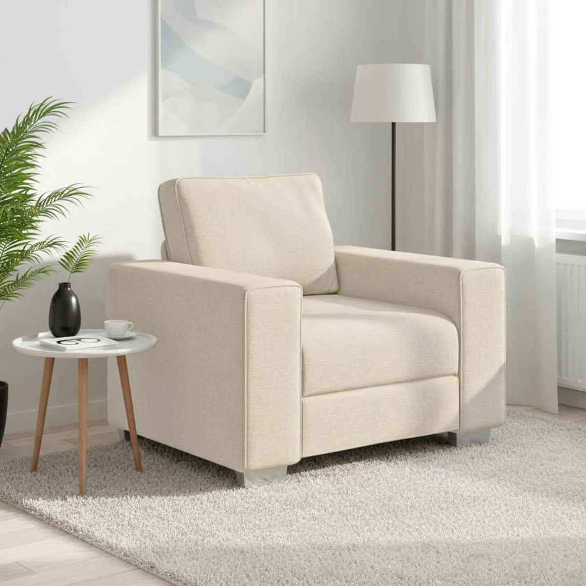 Vidaxl sofa stoel beige 100 cm linnen-mix stof