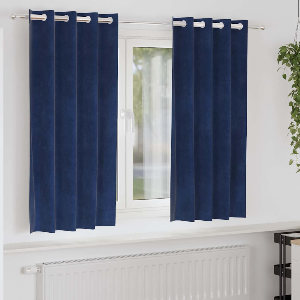 Vidaxl verduisterende gordijnen 2 pcs donkerblauw 140 x 175 cm fluweel