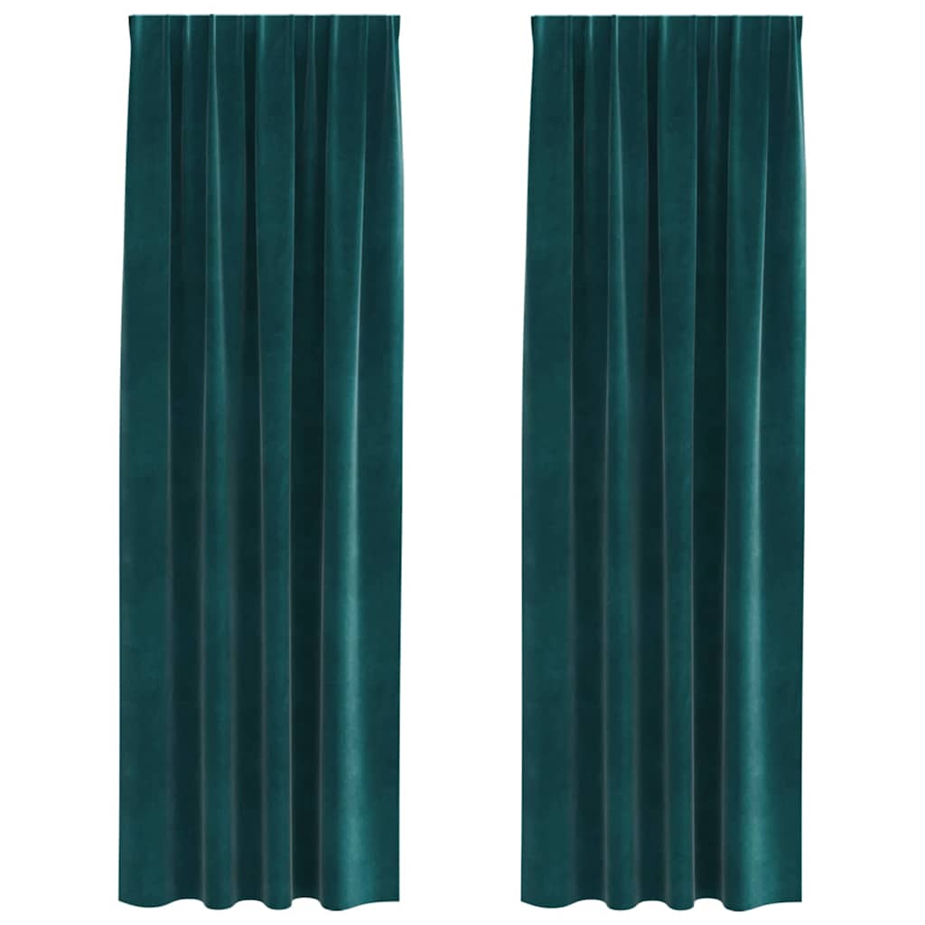 Vidaxl verduisterende gordijnen 2 pcs donkergroen 140 x 245 cm fluweel