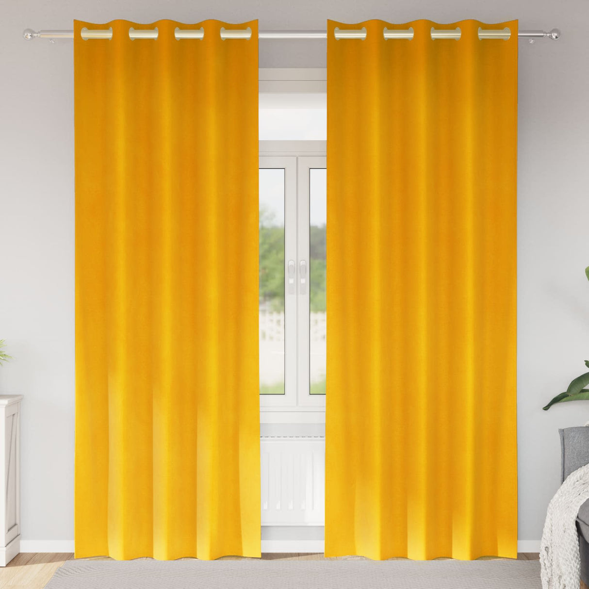 Vidaxl verduisterende gordijnen 2 pcs mosterdgeel 140 x 260 cm fluweel