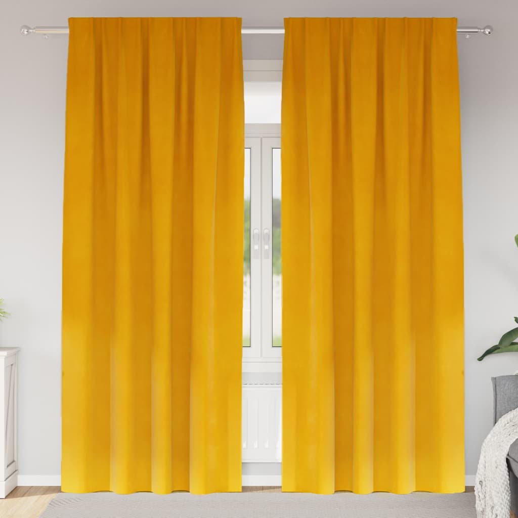 Vidaxl verduisterende gordijnen 2 pcs mosterdgeel 140 x 225 cm fluweel