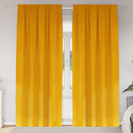 Vidaxl verduisterende gordijnen 2 pcs mosterdgeel 140 x 225 cm fluweel