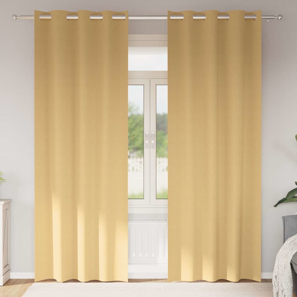 Vidaxl zwart-out gordijnen met ringen 2 pcs beige 260 x 140 cm