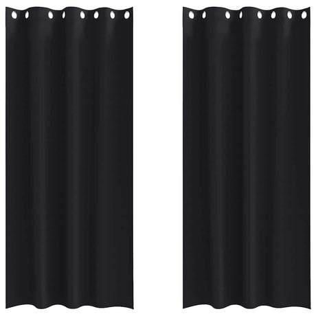 Vidaxl zwart-out gordijnen met ringen 2 pcs zwart 225 x 140 cm