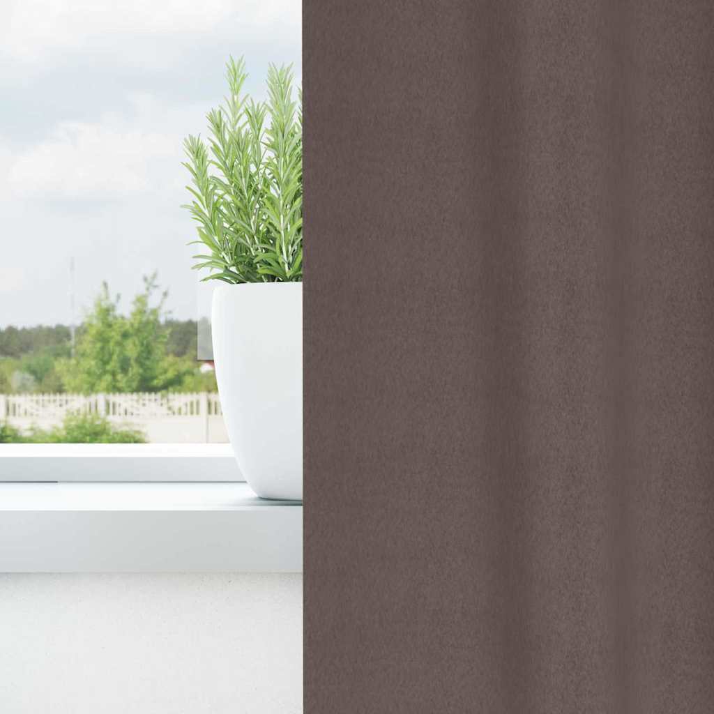 Vidaxl zwart-out gordijnen met ringen 2 pcs donkerbruin 245 x 140 cm