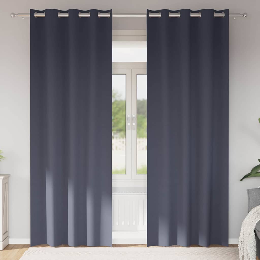 Vidaxl zwart-out gordijnen met ringen 2 pcs antraciet 245 x 140 cm