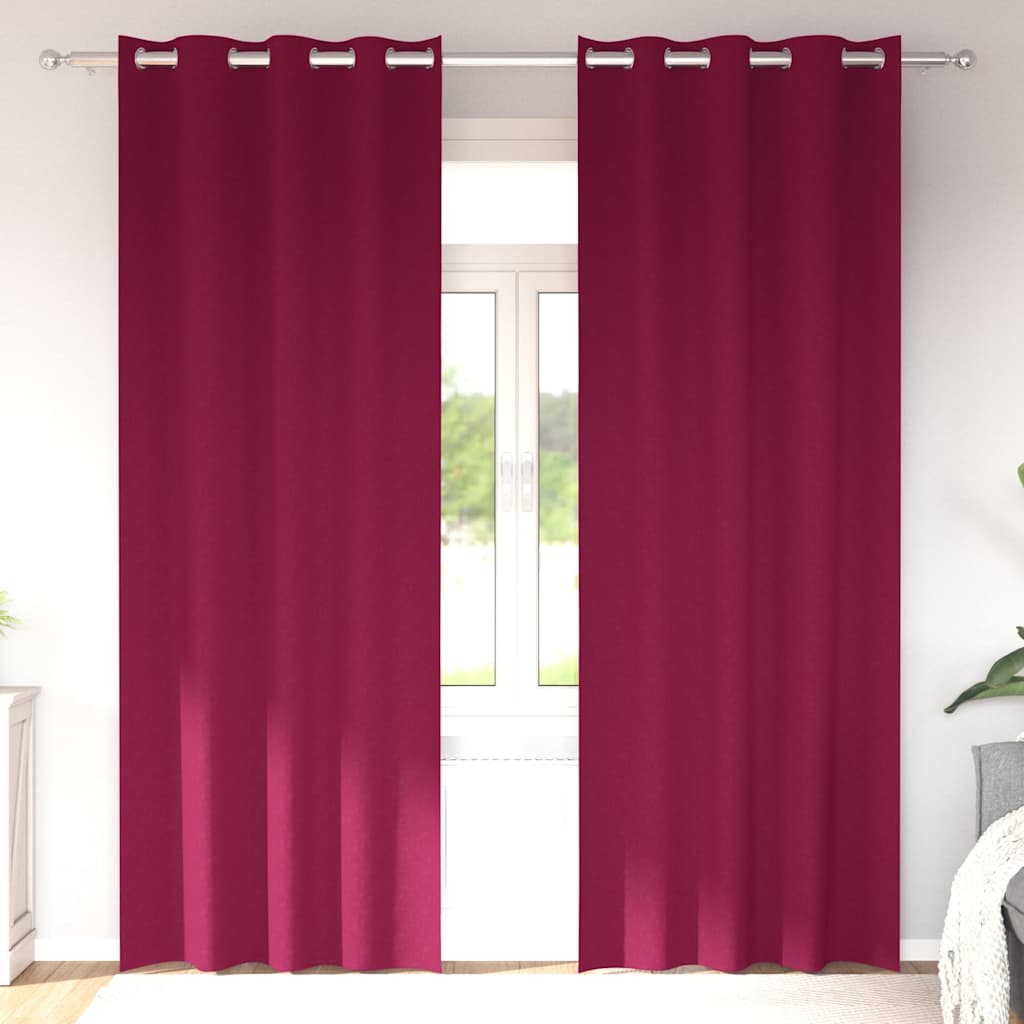 Vidaxl zwart-out gordijnen met ringen 2 pcs wijnrood 260 x 140 cm