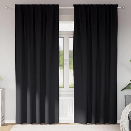 Vidaxl zwart-out gordijnen met ringen 2 pcs zwart 225 x 140 cm