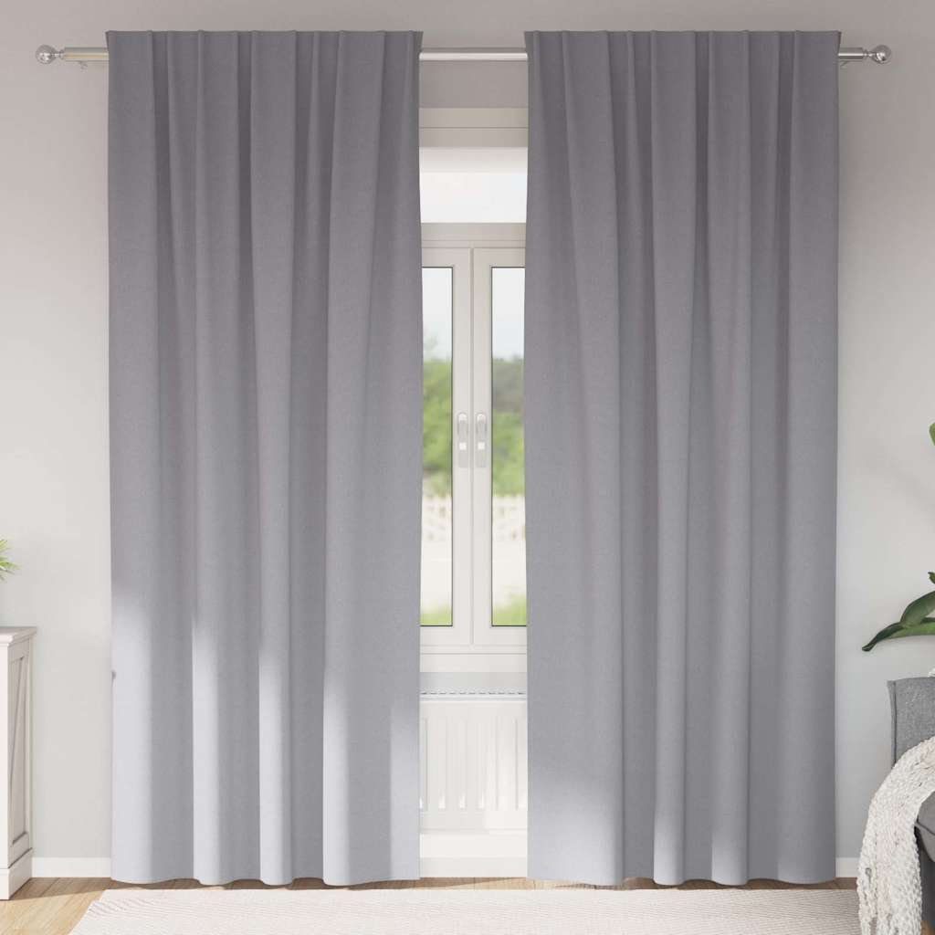 Vidaxl zwart-out gordijnen met ringen 2 pcs lichtgrijs 260 x 140 cm