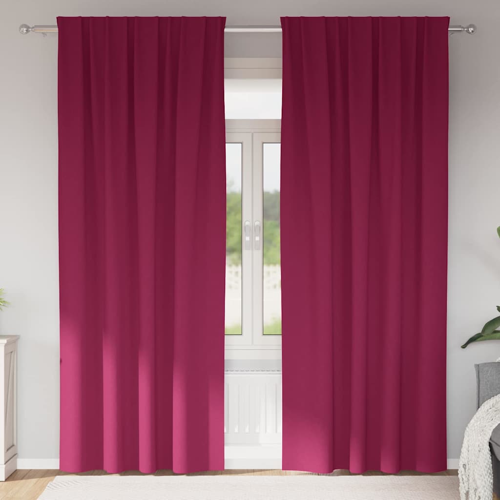 Vidaxl zwart-out gordijnen met ringen 2 pcs wijnrood 245 x 140 cm