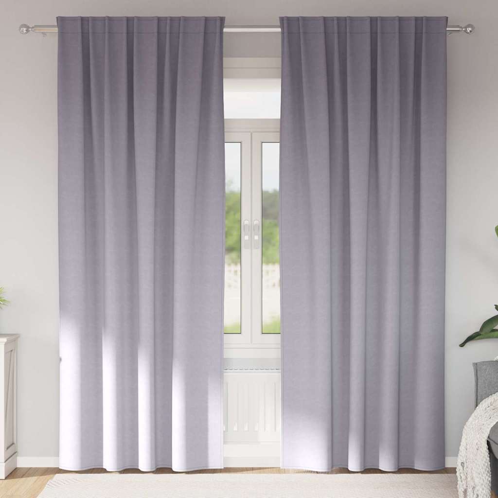Vidaxl zwart-out gordijnen met ringen 2 pcs metaalgrijs 245 x 140 cm