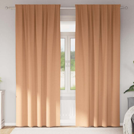 Vidaxl zwart-out gordijnen met ringen 2 pcs licht bruin 245 x 140 cm