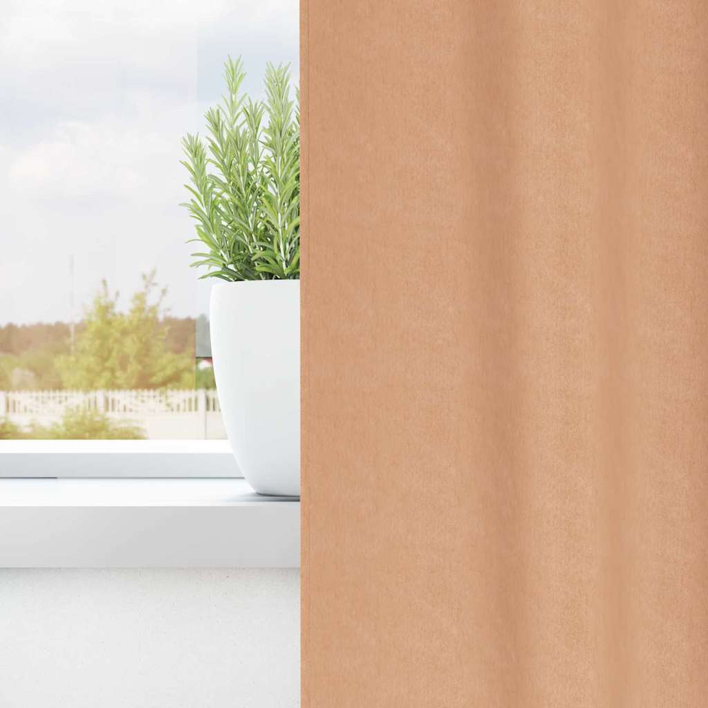 Vidaxl zwart-out gordijnen met ringen 2 pcs licht bruin 260 x 140 cm