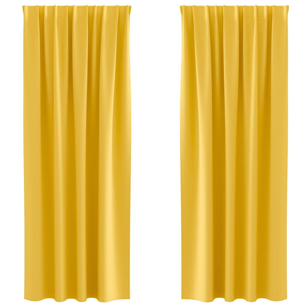 Vidaxl zwart-out gordijnen met ringen 2 pcs mosterdgeel 260 x 140 cm