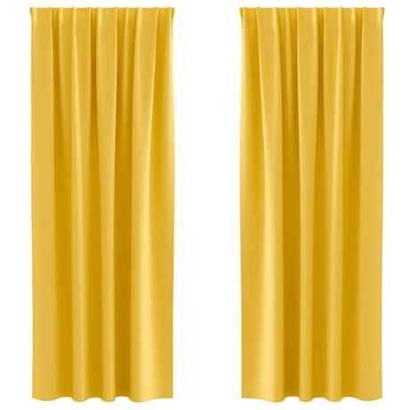 Vidaxl zwart-out gordijnen met ringen 2 pcs mosterdgeel 260 x 140 cm