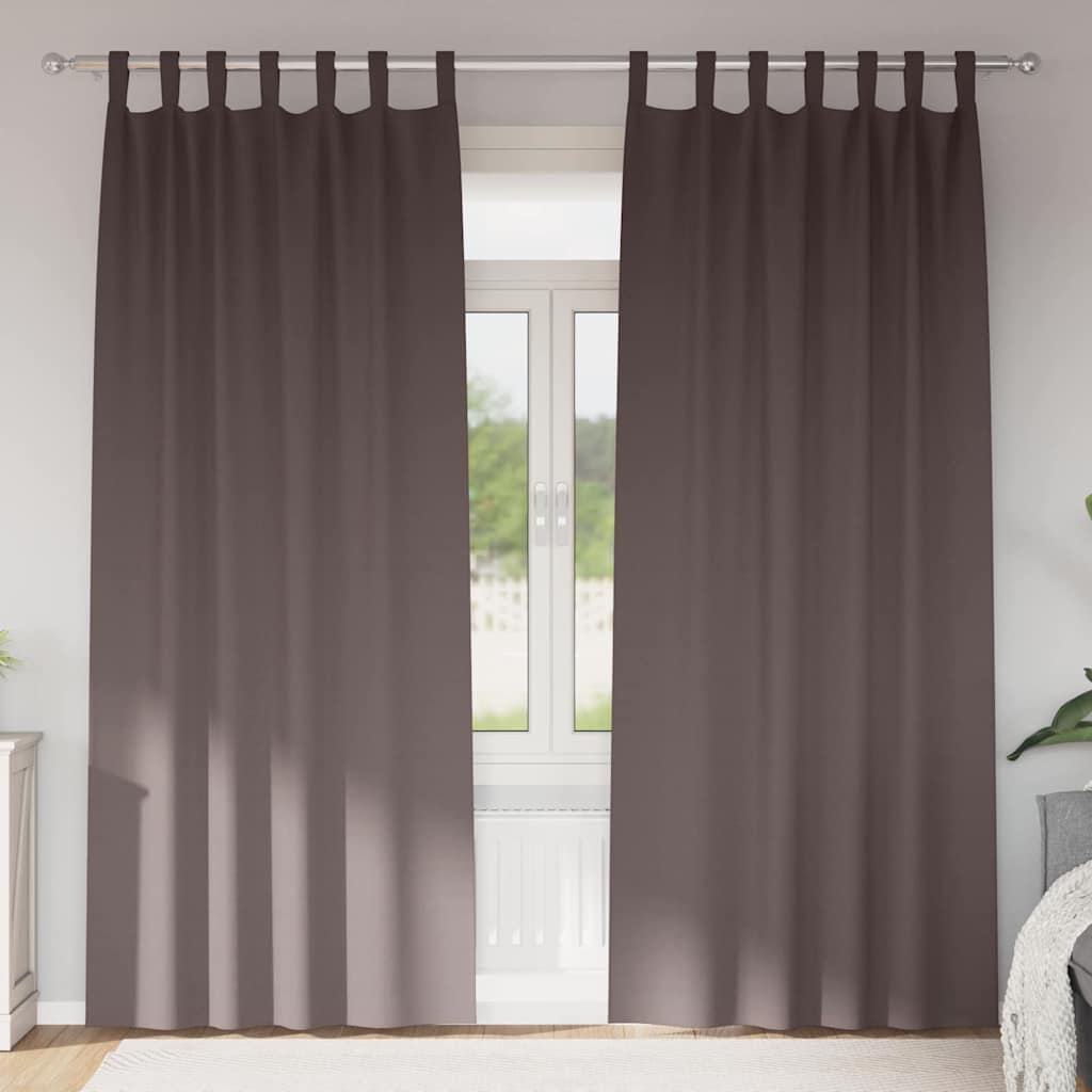 Vidaxl zwart-out gordijnen met ringen 2 pcs donkerbruin 225 x 140 cm