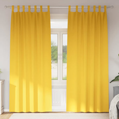 Vidaxl zwart-out gordijnen met ringen 2 pcs mosterdgeel 260 x 140 cm