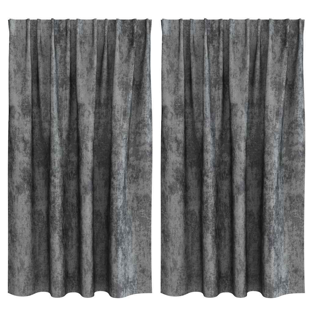 Vidaxl velvet gordijnen met gordijnen 2 pcs grijs 140 x 140 cm fluweel