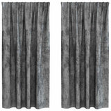 Vidaxl velvet gordijnen met gordijnen 2 pcs grijs 175 x 140 cm fluweel